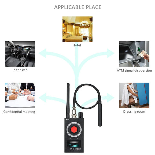 K18 Multi-function Anti Detector Bug Mini Audio SPY-Camera GSM Finder in black