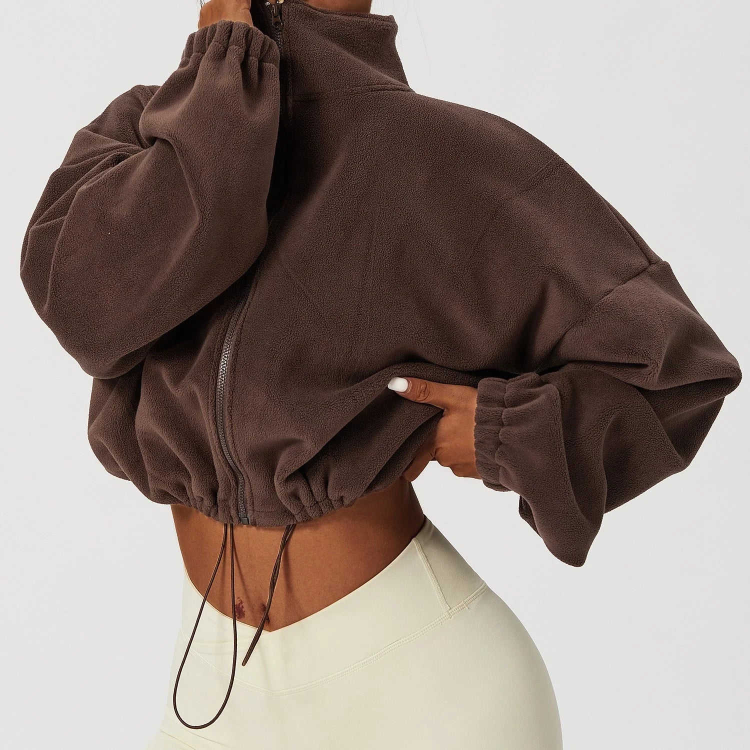 Luxurious cashmere-blend autumn jacket for women with stand collar and loose fit, available in a range of classic British colours