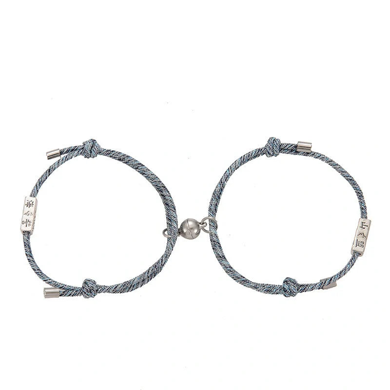Magnetic Couple's Bracelet Set with adjustable alloy design, symbolising eternal love and connection.