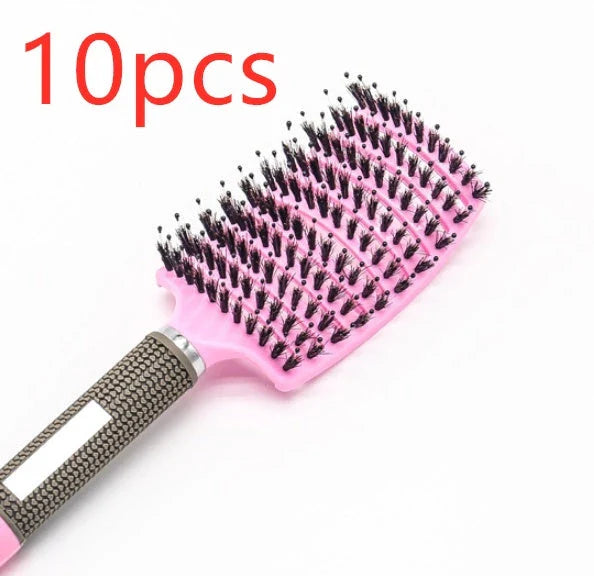 A premium hair brush with a sleek design, featuring soft bristles and a rounded massage function for healthy, detangled hair