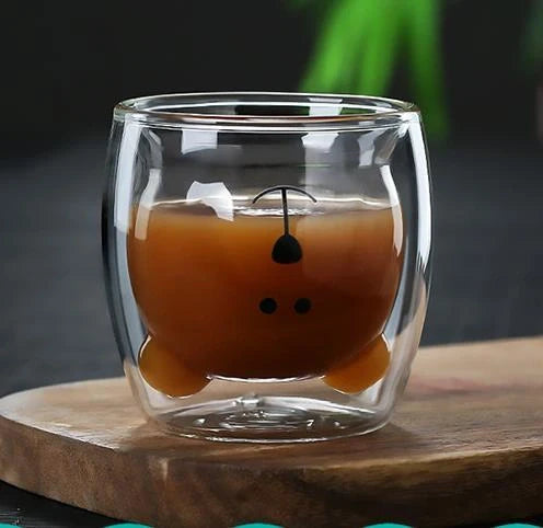 3D double-layer panda cup with skull design and festive inner Christmas tree