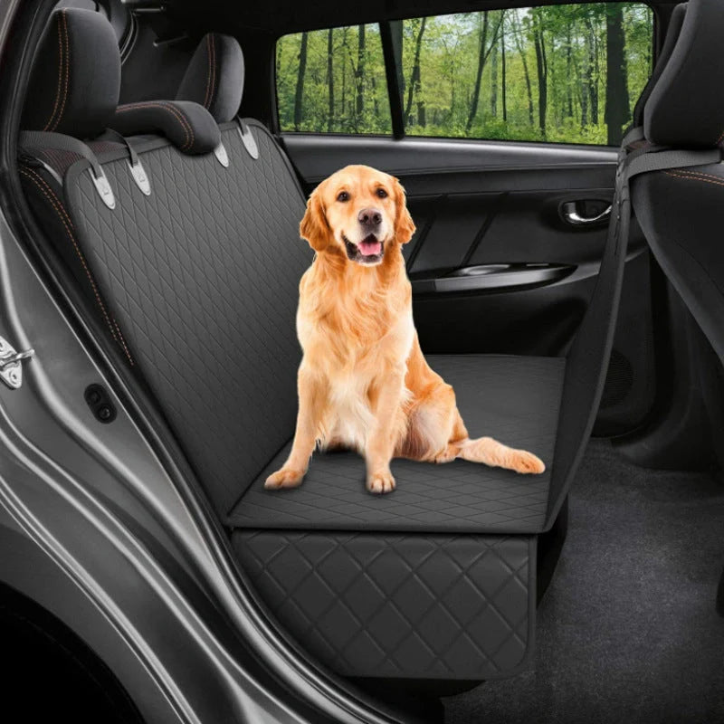 Waterproof dog car seat cover with view mesh and anti-skid surface