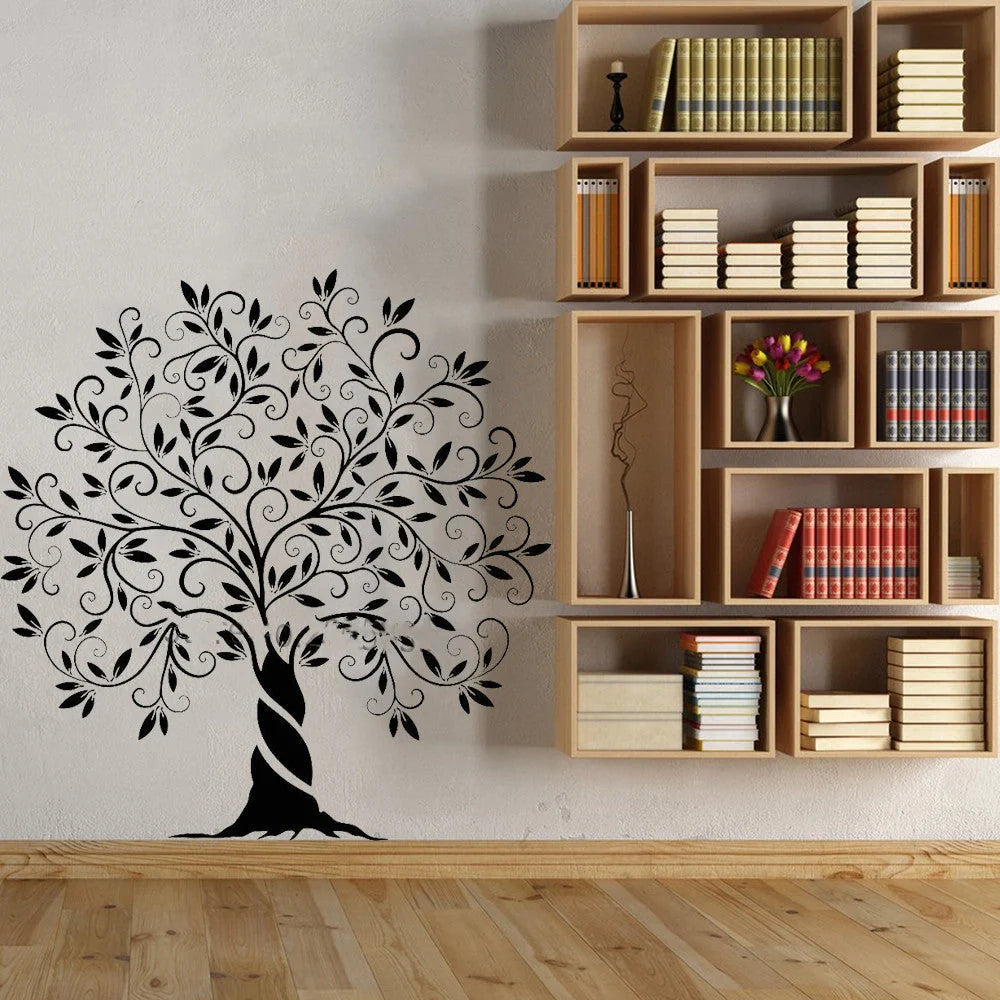 Tree of Life Removable Wall Sticker in black, perfect for living room decor