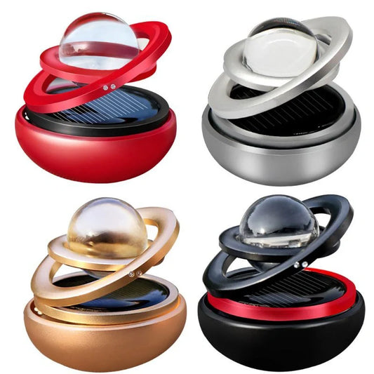 Solar Interstellar Double-ring Rotating Car Aromatherapy Diffuser in various colours