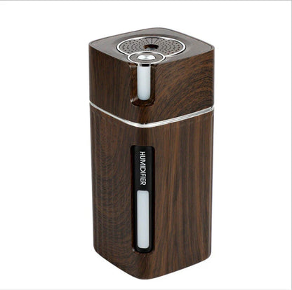 Premium wood grain aroma humidifier with LED lighting and essential oil diffuser function