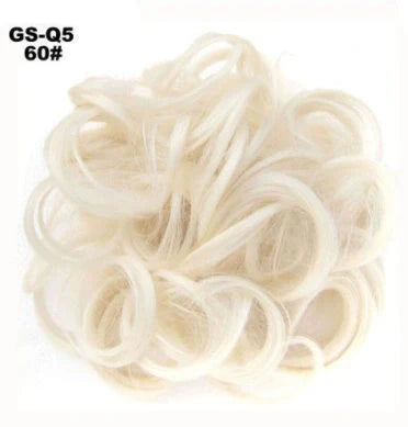 Synthetic wavy curly messy hair bun for women, 12cm diameter, high temperature wire