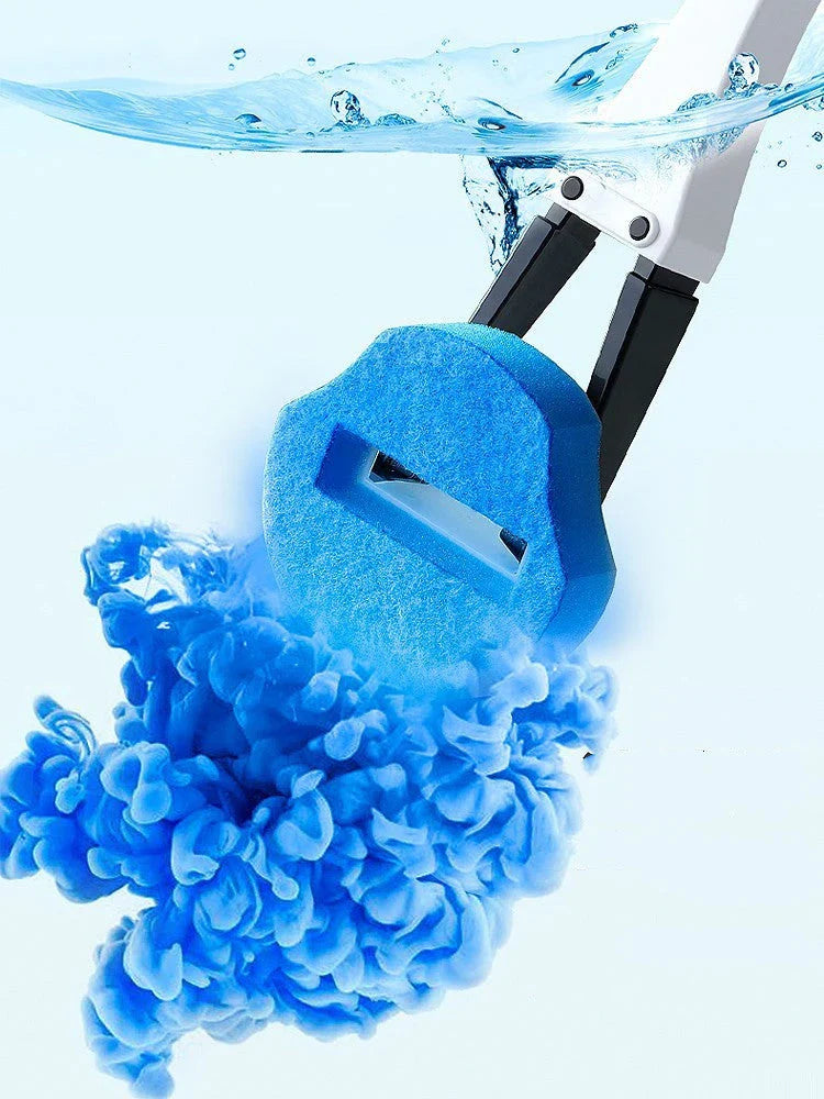 A modern, hygienic toilet cleaning brush with disposable heads and a long handle for easy, hands-free use.