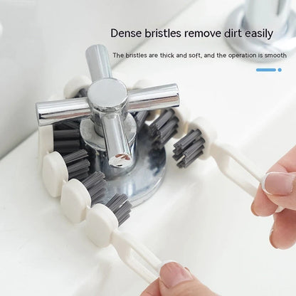 Bendable faucet cleaning brush with white PE/PP bristles for kitchen and bathroom use