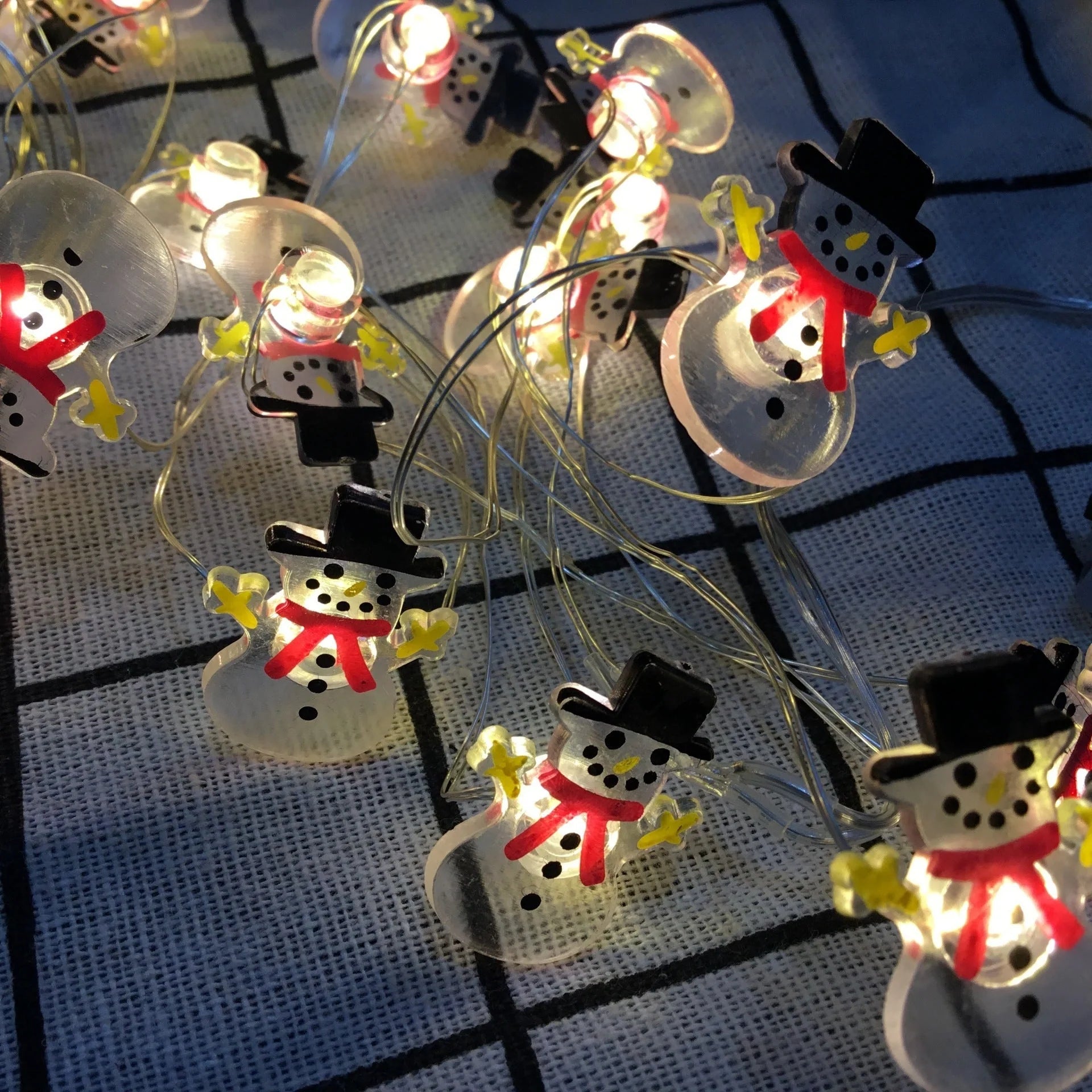 Festive LED string lights with Santa Claus and snowflakes for holiday decor