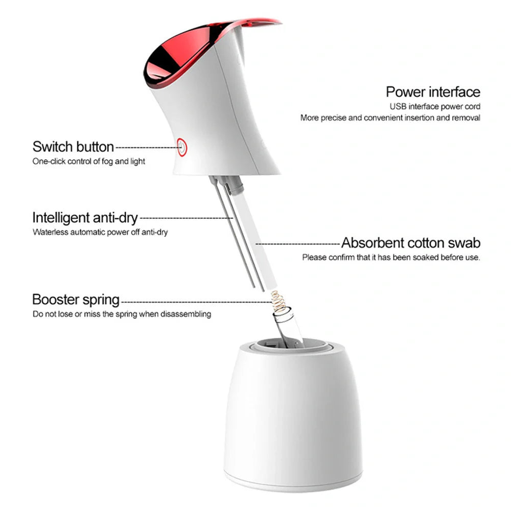 Three-in-one Purple Light Disinfection Lamp Humidifier in blue, pink, or red