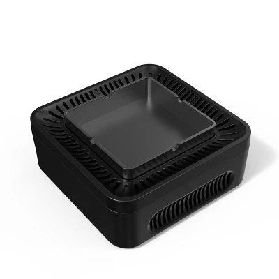Portable USB rechargeable smokeless ashtray with air filter in black
