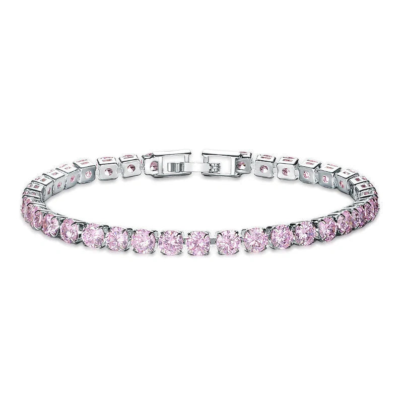 Luxury cubic zirconia tennis bracelet for women and men, available in multiple colours and sizes.