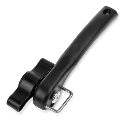 Durable electric can opener with bottle opener and side cover for one-handed operation, made of stainless steel with heat-treated cutting wheel