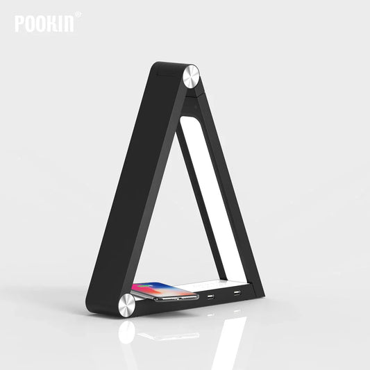 Sleek wireless charging desk lamp with adjustable brightness, color temperature, and aluminium alloy construction