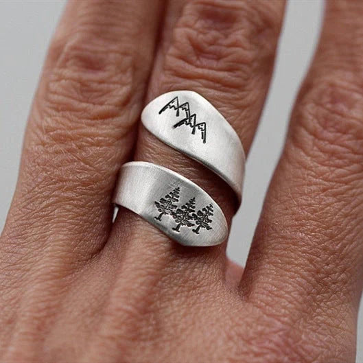 Elegant forest-themed adjustable ring with premium alloy construction and a comfortable, customizable fit