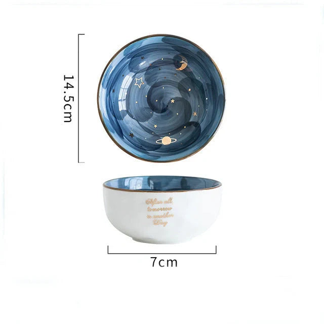 Premium Nordic-style ceramic breakfast bowl set with star-shaped pattern and glossy finish