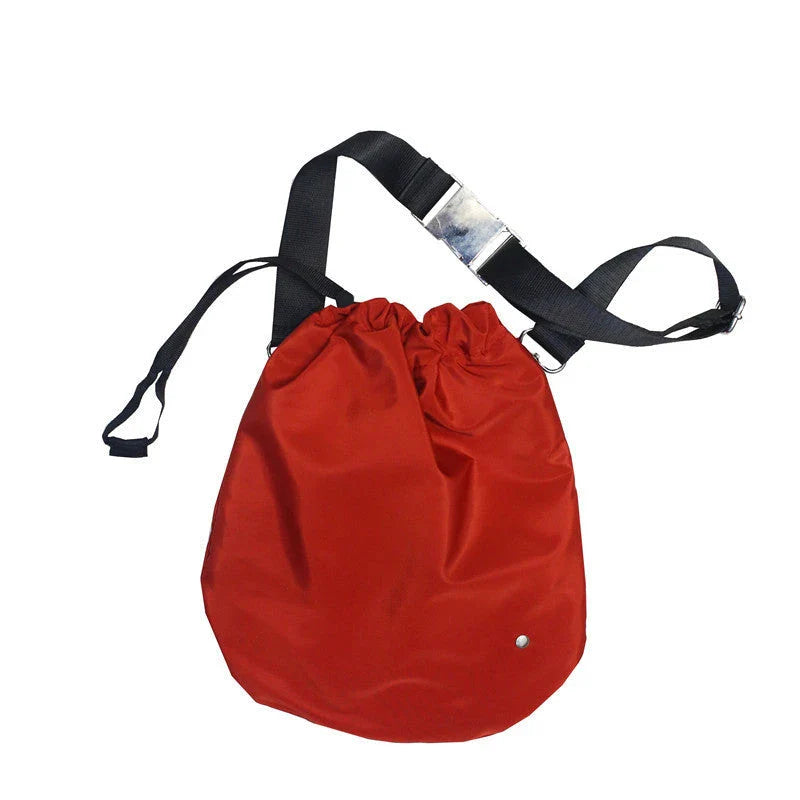 Stylish nylon drawstring waist bag with diagonal design, adjustable fit, and practical storage compartments