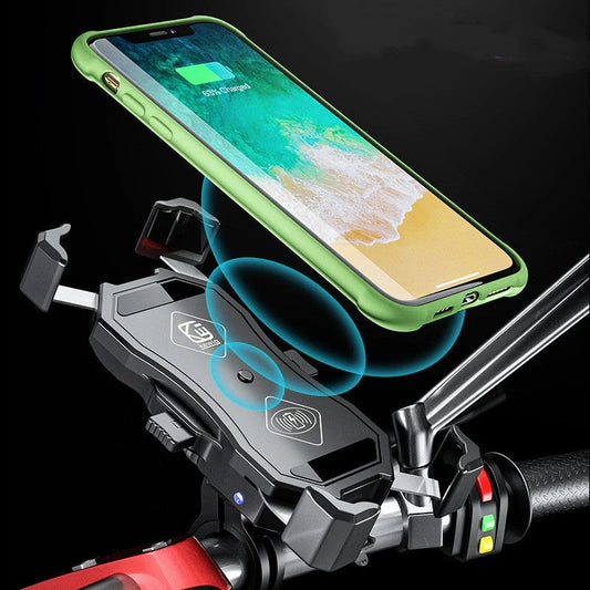 Motorcycle wireless charging phone holder with dual-mode switching and waterproof design