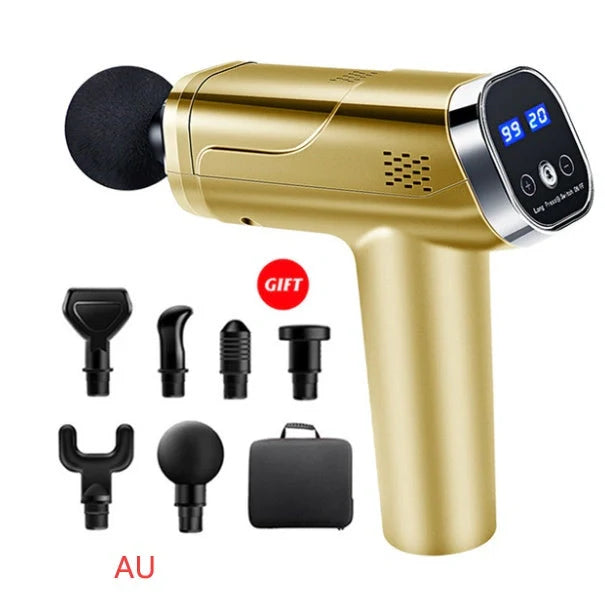 Touch Screen Fascia Gun Muscle Massager with six interchangeable heads