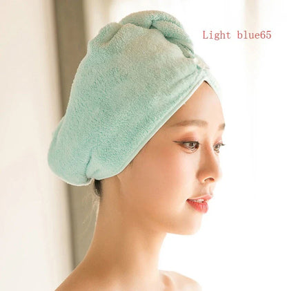 Luxury microfibre hair drying cap with absorbent and quick-drying properties, available in various colours