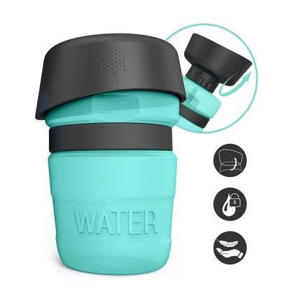 Foldable dog water bottle with integrated collapsible bowl for convenient hydration on the go