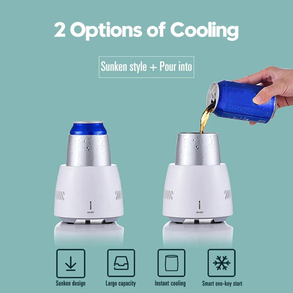 Premium aluminium alloy portable drink cooler with semiconductor refrigeration technology for instant chilling