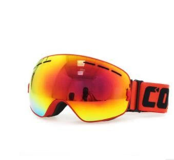 Premium ski goggles with anti-fog spherical lenses, available in a variety of frame and lens color options for winter sports enthusiasts.