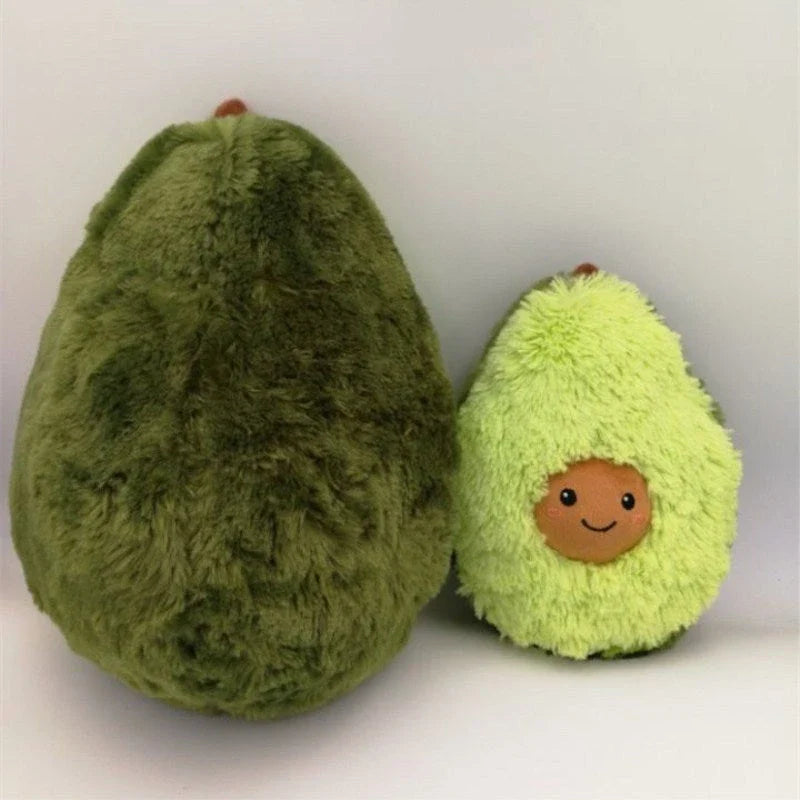 Soft and cuddly plush avocado-shaped pillow in various sizes, perfect for decoration, relaxation, and playtime