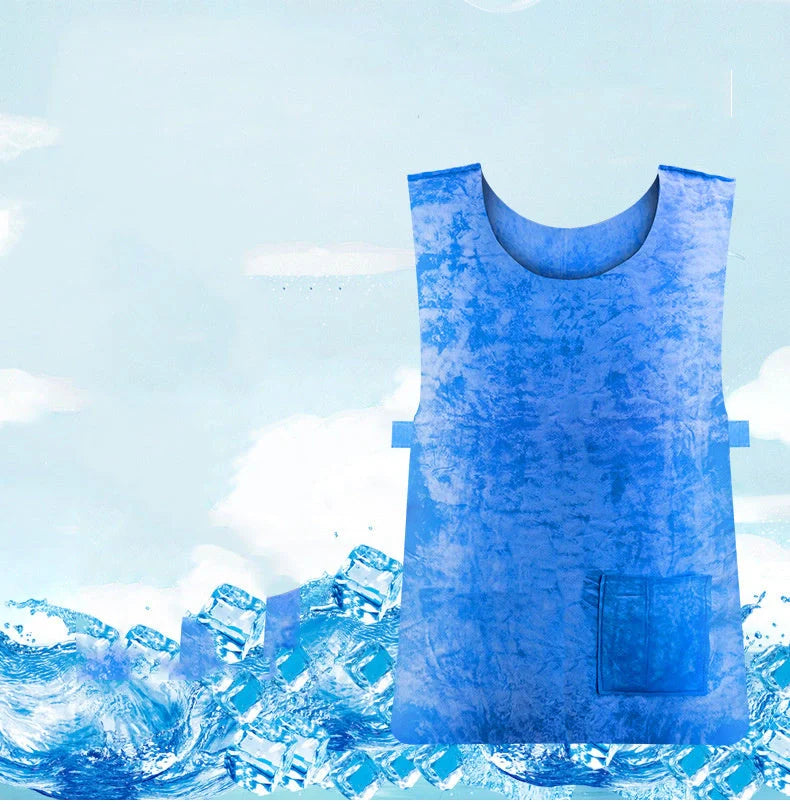 Blue Iced Vest for summer heat relief with high water absorption