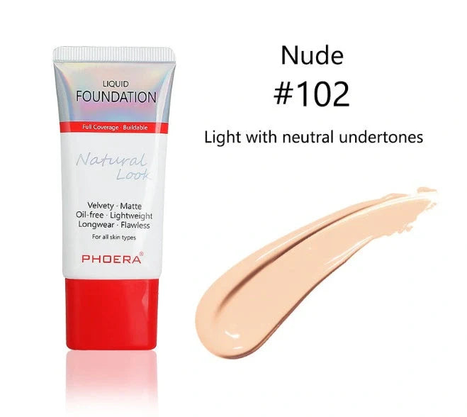 Matte Silky Tube Liquid Foundation in various shades for a flawless finish