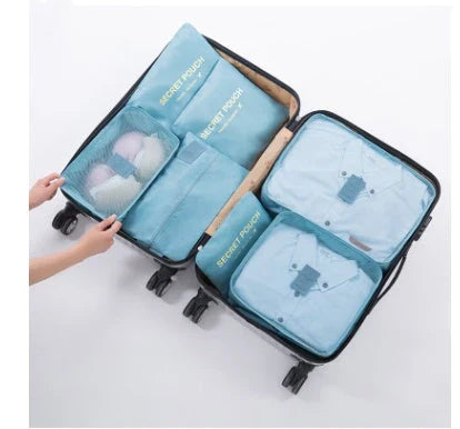 Premium waterproof nylon travel organizer set with mesh panels for easy visibility and organization
