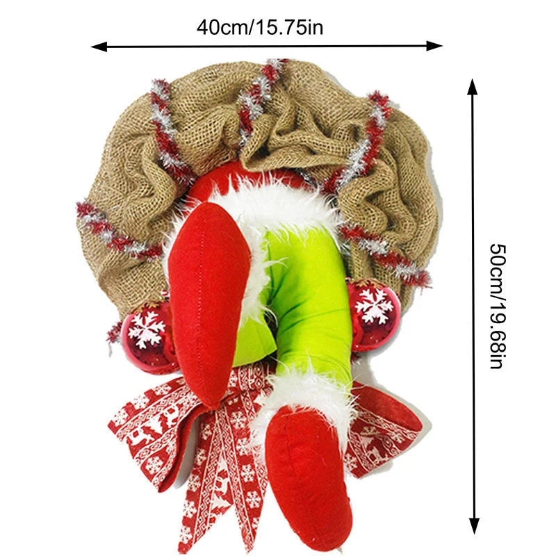 Christmas Thief Burlap Wreath with Santa Legs decoration