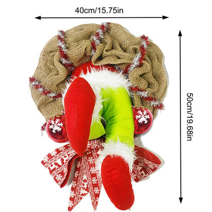 Christmas Thief Burlap Wreath with Santa Legs decoration