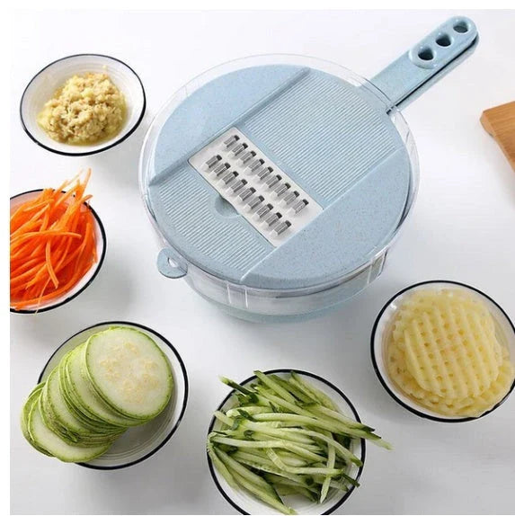 8-in-1 Mandoline Slicer with Interchangeable Blades for Slicing, Dicing, and Grating Vegetables and Ingredients
