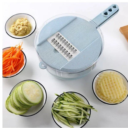8-in-1 Mandoline Slicer with Interchangeable Blades for Slicing, Dicing, and Grating Vegetables and Ingredients