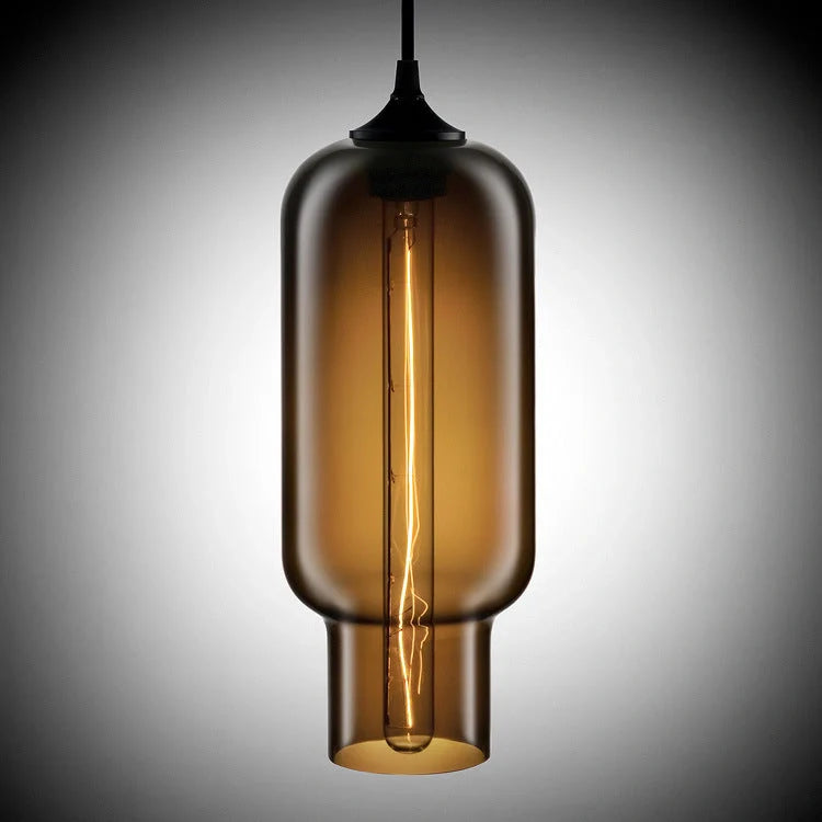 Nordic Modern Loft Pendant Lamp with glass body and aluminium shade in various colours