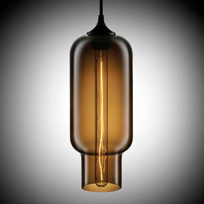 Nordic Modern Loft Pendant Lamp with glass body and aluminium shade in various colours