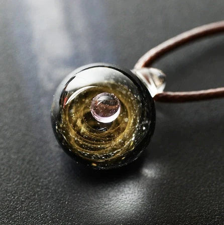 Cosmic Nebula Pendant Necklace with celestial glass ball design