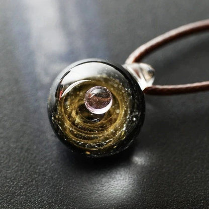 Cosmic Nebula Pendant Necklace with celestial glass ball design