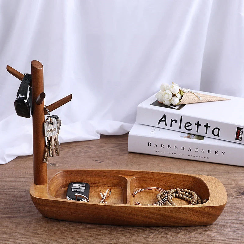 Solid wood watch storage tray with easy disassembly design