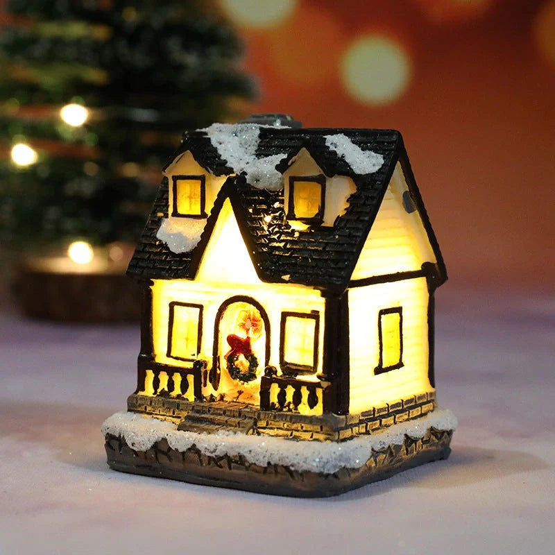 Compact Christmas Decorations Micro Landscape Resin House ornament with detailed design