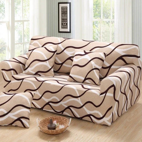 Elastic sofa cover in navy blue with high-density fabric protection