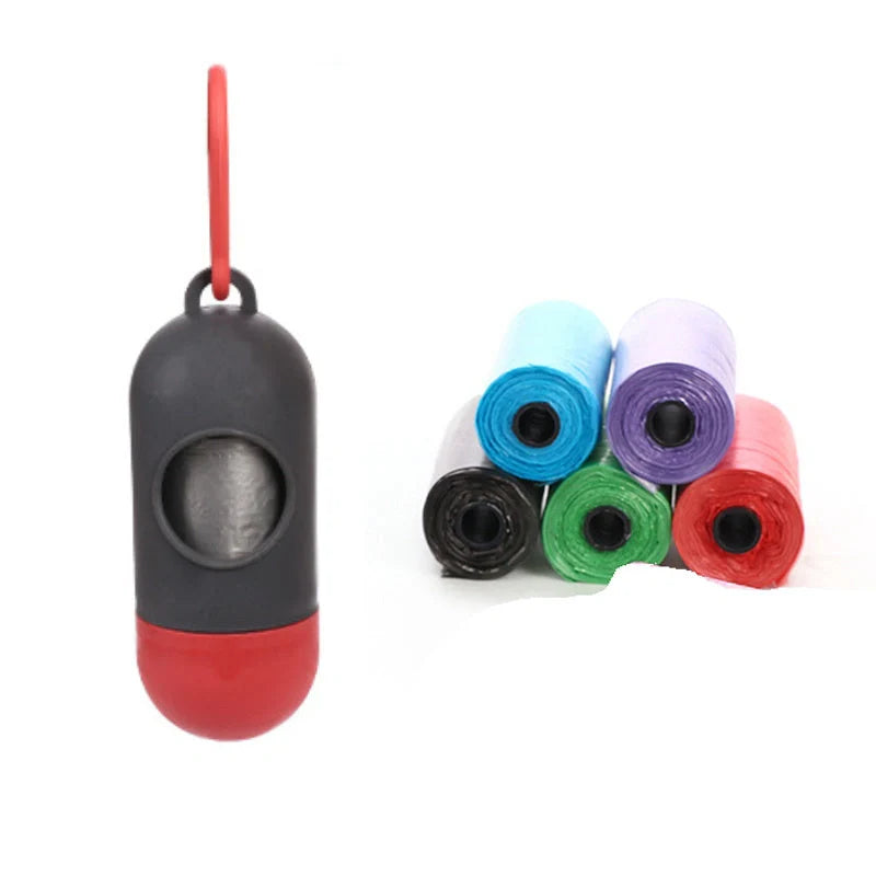 Eco-friendly dog poop bags in various colours for pet waste cleanup