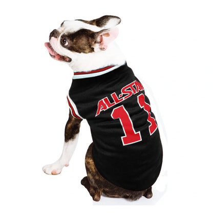 World Cup themed cotton dog vest in black and red for summer comfort