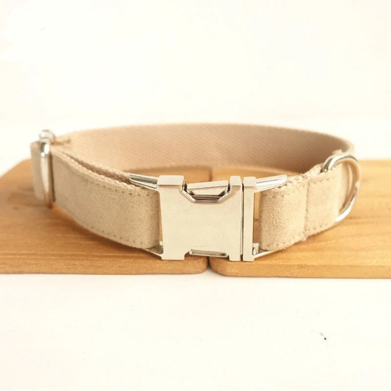 Durable dog collar and traction rope set in nude colour, perfect for safe and stylish walks.