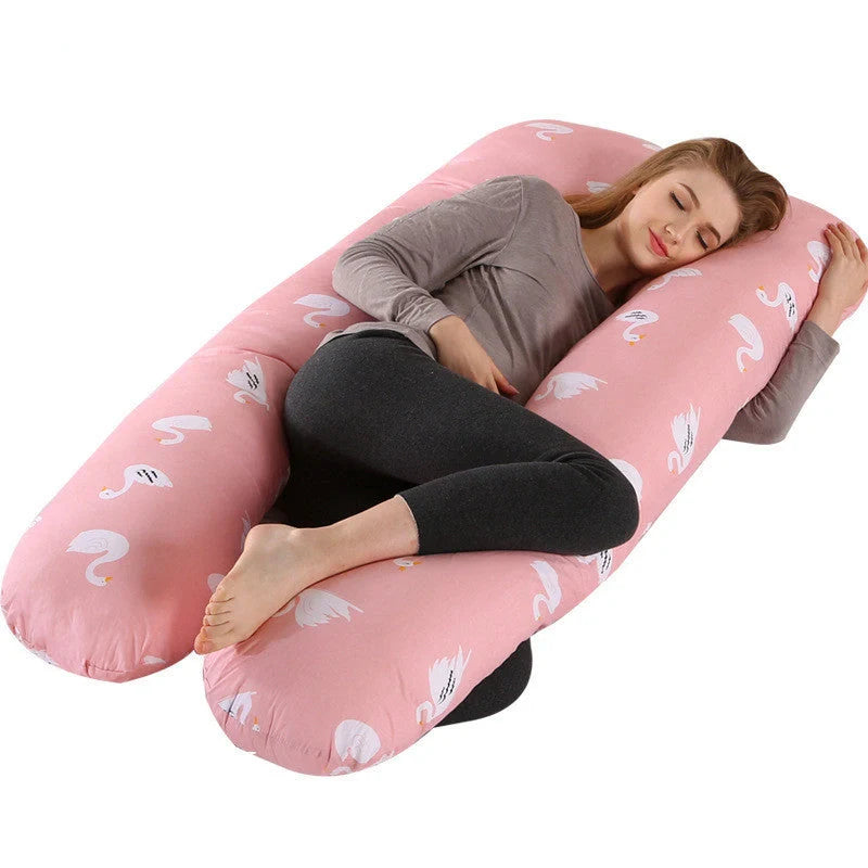 Premium U-shaped pregnancy pillow with soft cotton casing and polyester fiber filling for exceptional comfort and support