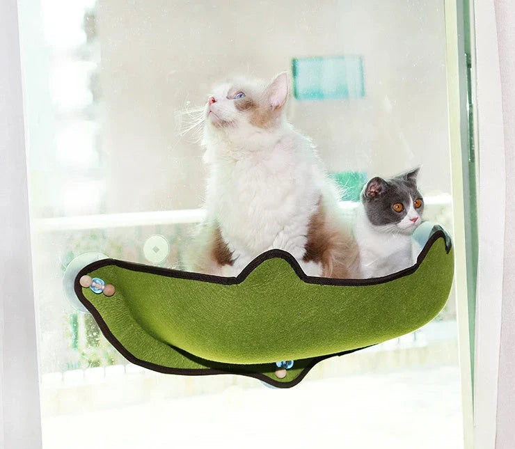 Cozy window-mounted cat hammock with soft, breathable felt cloth and powerful suction cups for easy installation on any flat surface