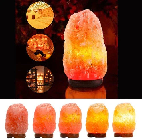 Natural rose crystal salt lamp with warm glow for home decor