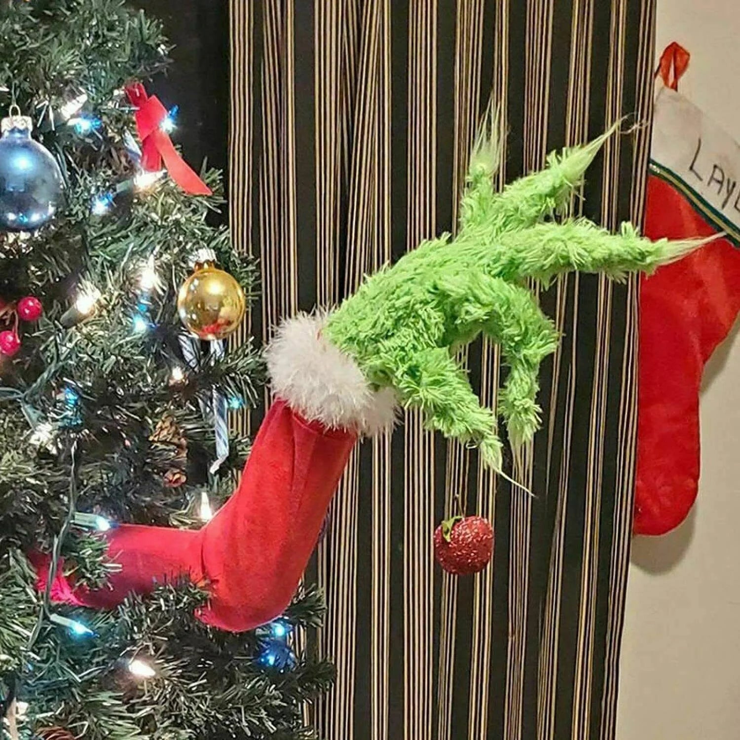 Christmas Thief Burlap Wreath with Santa Legs decoration