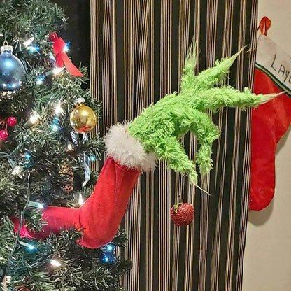 Christmas Thief Burlap Wreath with Santa Legs decoration